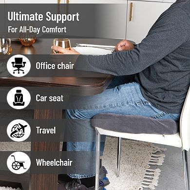 Mind Reader Air-Cloud Memory Foam Seat Cushion with Back Pain Relief