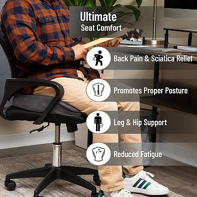 Mind Reader Air-Cloud Memory Foam Seat Cushion with Back Pain Relief