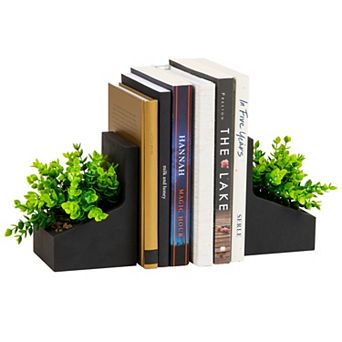 Mind Reader 2 pc Contemporary Cement Planter Bookend Table Decor Set