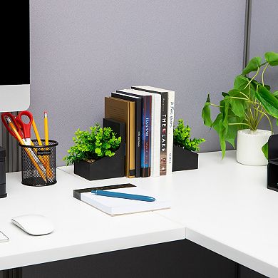 Mind Reader 2-Piece Contemporary Cement Planter Bookend Table Decor Set