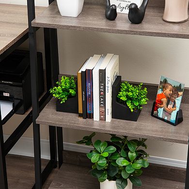 Mind Reader 2-Piece Contemporary Cement Planter Bookend Table Decor Set