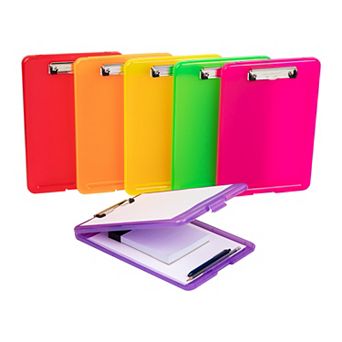 Mind Reader Plastic Clipboard 6-Pack with Storage