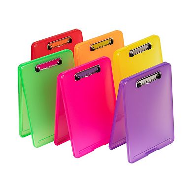 Mind Reader Plastic Clipboard 6-Pack with Storage