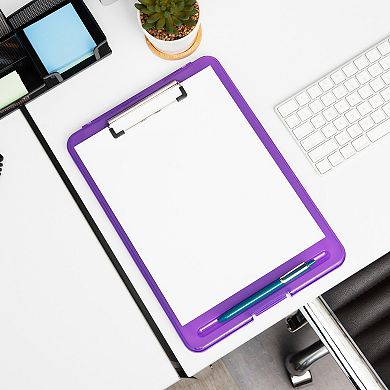 Mind Reader Plastic Clipboard 6-Pack with Storage