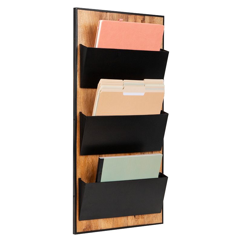 Mind Reader 3-Tier Wall-Mounted File Organizer, Black