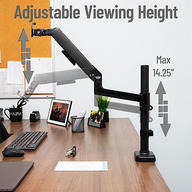 Mind Reader Single Monitor Arm Gas Spring VESA Desk Mount for 13 to 32-inch Screens