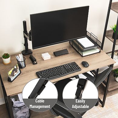 Mind Reader Single Monitor Arm Gas Spring VESA Desk Mount for 13 to 32-inch Screens