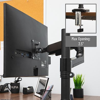 Mind Reader Single Monitor Arm Gas Spring VESA Desk Mount for 13 to 32-inch Screens