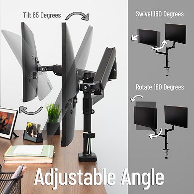 Mind Reader Dual Monitor Arm Gas Spring Desk Mount for 13 to 32-inch Screens