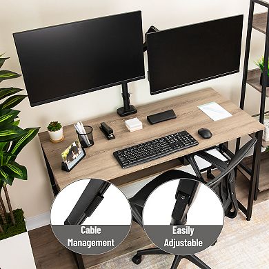Mind Reader Dual Monitor Arm Gas Spring Desk Mount for 13 to 32-inch Screens