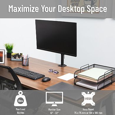 Mind Reader Single Monitor Desk Mount for 13 to 32-inch Screens VESA