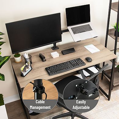 Mind Reader Dual Arm Adjustable Monitor & Laptop Desk Mount for 17 to 32-inch Screens