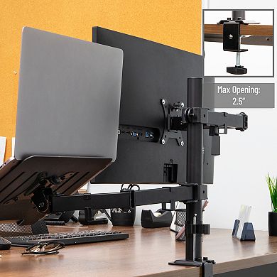 Mind Reader Dual Arm Adjustable Monitor & Laptop Desk Mount for 17 to 32-inch Screens