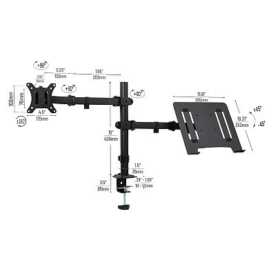 Mind Reader Dual Arm Adjustable Monitor & Laptop Desk Mount for 17 to 32-inch Screens