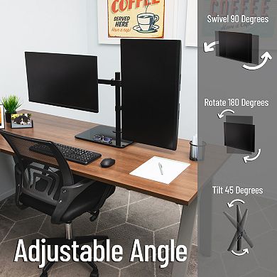 Mind Reader Freestanding Dual Monitor Desk Mount 13 to 32-inch VESA Full Motion Mount