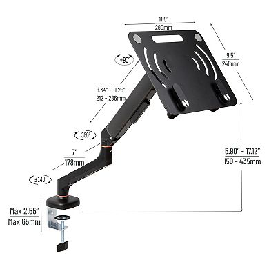 Mind Reader Gas Spring Laptop & Monitor Desk Mount For 11.6 to 17.3-inch Laptops