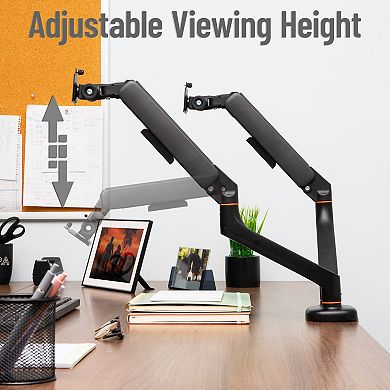 Mind Reader Dual Monitor Gas Spring Desk Mount for 13 to 32-inch Monitors