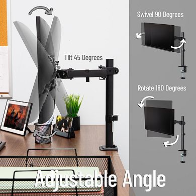 Mind Reader Single Monitor Desk Mount Adjustable Tilt Swivel Rotate