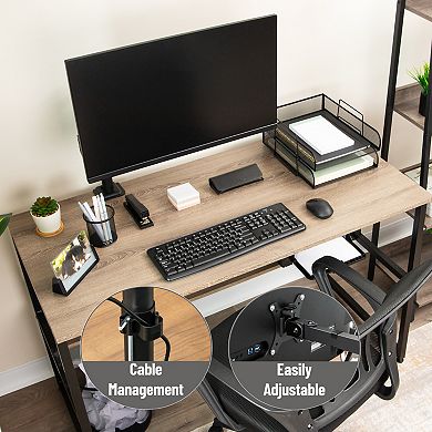 Mind Reader Single Monitor Desk Mount Adjustable Tilt Swivel Rotate