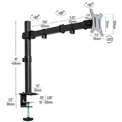 Mind Reader Single Monitor Desk Mount Adjustable Tilt Swivel Rotate
