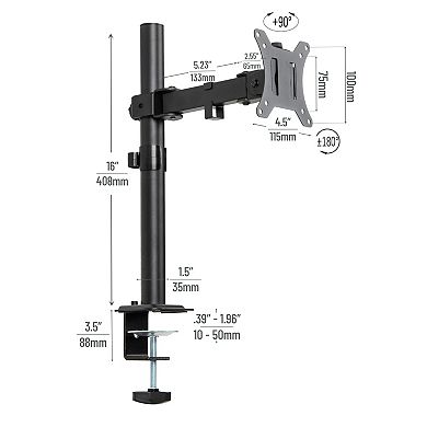 Mind Reader Adjustable Single Monitor Desk Mount for 13 to 32-inch Screens