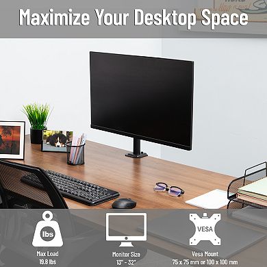 Mind Reader Adjustable Single Monitor Desk Mount for 13 to 32-inch Screens