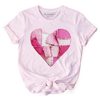 Patchwork Pink Heart Valentine T-Shirt, Love Retro Coquette Tee