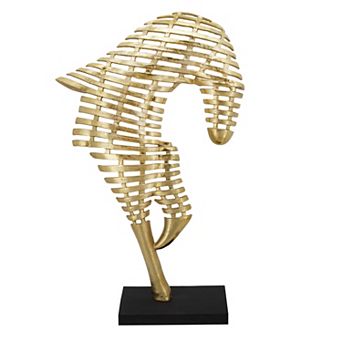 Modern Abstract Metal Horse Sculpture Base - 64", Gold