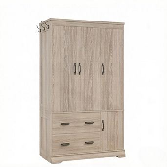 ZUQIETA 70" Tall Wardrobe with 4 Doors, 2 Drawers & 3 Shelves, Grey Freestanding Storage Cabinet