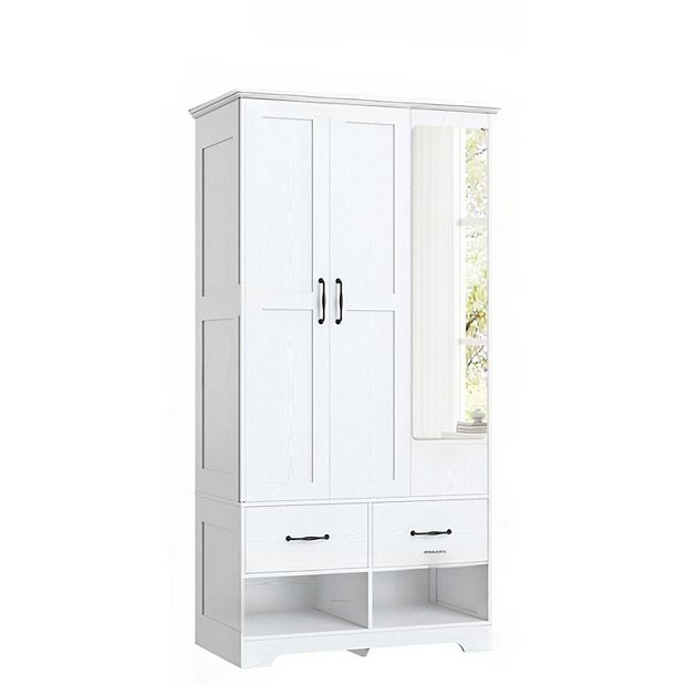 ZUQIETA 3-Door Armoire with Mirror&2 Shoe Racks,70