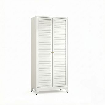 ZUQIETA 71"Metal Armoire with Hanging Rod & Shelves, White Steel Storage Cabinet