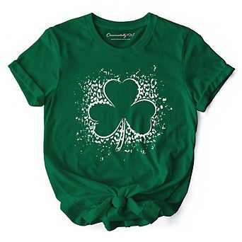Splatter Shamrock Silhouette St Patrick’s Day T-Shirt, Retro Lucky Clover Tee