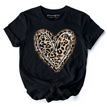Leopard Heart Valentine T-Shirt, Watercolor Love Tee