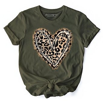 Leopard Heart Valentine T-Shirt, Watercolor Love Tee