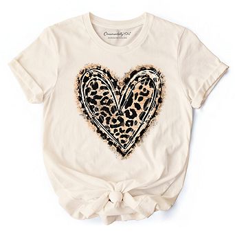 Leopard Heart Valentine T-Shirt, Watercolor Love Tee