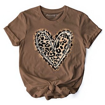 Leopard Heart Valentine T-Shirt, Watercolor Love Tee