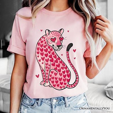 Pink Leopard Valentine T-Shirt, Cute Love Hearts Tee