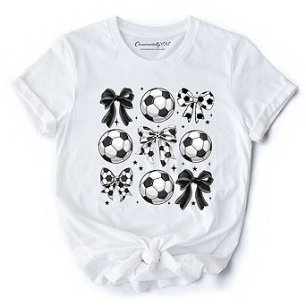 Soccer Balls Coquette Bows T-Shirt, Sports Mom Tee