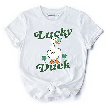 Lucky Duck St Patrick’s Day Shamrock T-Shirt, Cute Clover Tee
