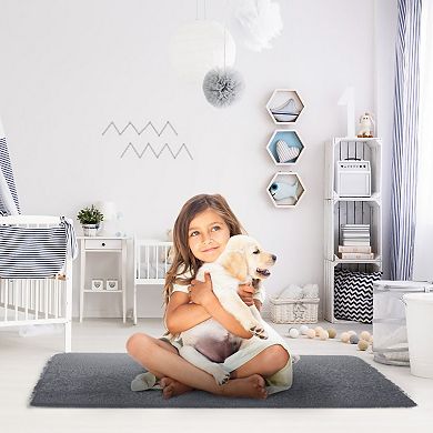 Fluffy Bedroom Rug 4’x2.6’ Anti-Skid Shaggy Area Carpet