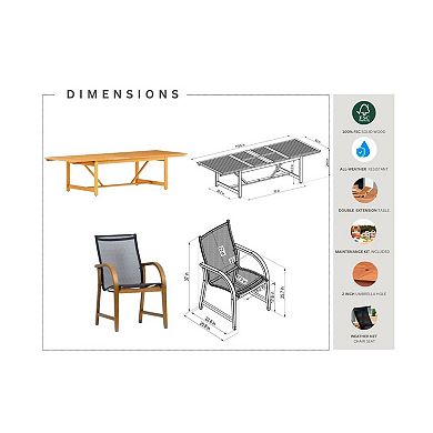 Teak Finish Patio Dining Set