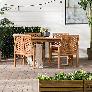 Wood Chevron Patio Furniture Dining Set