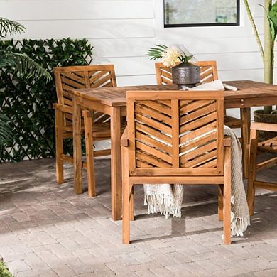 Wood Chevron Patio Furniture Dining Set