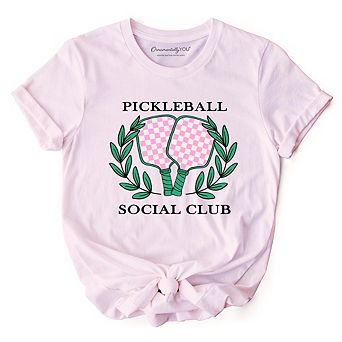 Pickleball Social Club T-Shirt, Cute Retro Girly Sporty Tee