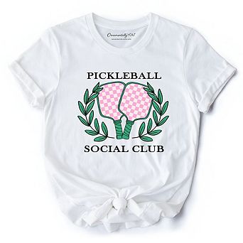 Pickleball Social Club T-Shirt, Cute Retro Girly Sporty Tee