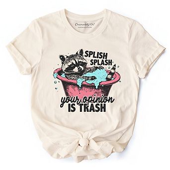 Splish Splash Your Opinion Is Trash Raccoon T-Shirt, Humor Vintage Meme Tee