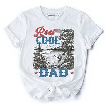 Reel Cool Dad Fishing T-Shirt, Funny Vintage Fisherman Fatherhood Tee