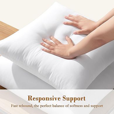 2-Pack Fluffy Soft Throw Pillow Inserts, Plump Square Decor Pillows for Sofa, Bed & Couch Home Decor