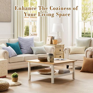 2-Pack Fluffy Soft Throw Pillow Inserts, Plump Square Decor Pillows for Sofa, Bed & Couch Home Decor