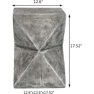 Concrete Stool Accent Table Patio Side Table End Table, Light Gray